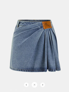 NWT Commense Asymmetric Pleated Denim Mini Skirt Sz M
